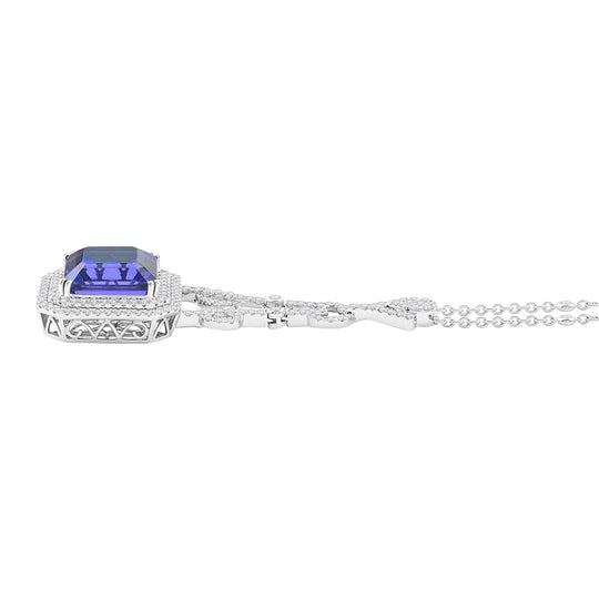 CHAIRMAN VAULT COLLECTION - AAAA Tansanit, Weißer Diamant AGI zertifiziert Anhänger, zertifiziert und geprüft, 950 Platin ca. 24.86 ct