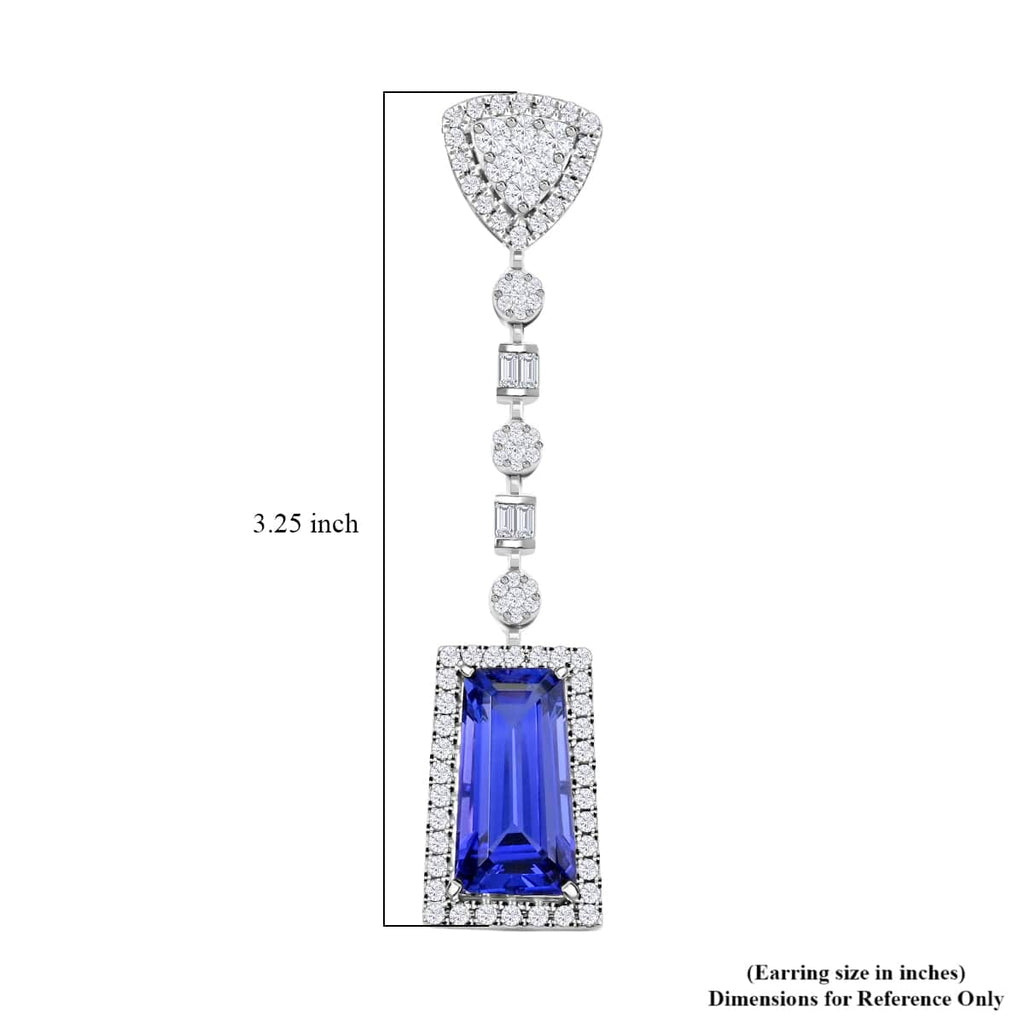 CHAIRMAN VAULT COLLECTION - AAAA Tansanit, Weißer Diamant AGI zertifiziert Ohrringe, zertifiziert und geprüft, 950 Platin ca. 16.06 ct