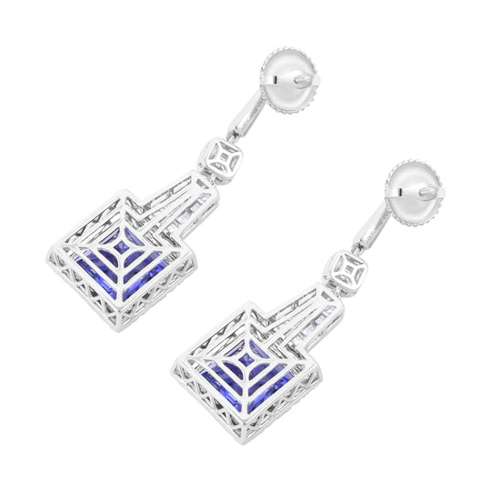 CHAIRMAN VAULT COLLECTION - AAAA Tansanit, Weißer Diamant AGI zertifiziert Ohrringe, zertifiziert und geprüft, 950 Platin ca. 24.04 ct