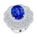 CHAIRMAN VAULT COLLECTION - AAAA Tansanit, Weißer Diamant Ring, zertifiziert und geprüft, 950 Platin (Größe 17.00) ca. 20.10 ct