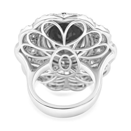 CHAIRMAN VAULT COLLECTION - AAAA Tansanit, Weißer Diamant AGI zertifiziert Ring, zertifiziert und geprüft, 950 Platin (Größe 17.00) ca. 20.10 ct