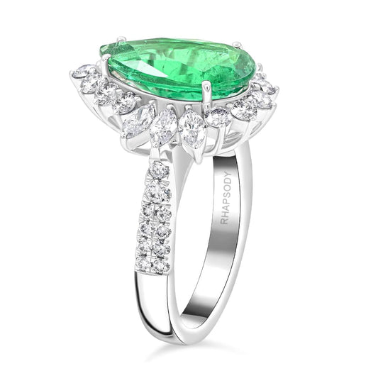 CHAIRMAN VAULT COLLECTION - AAAA Kagem Sambischer Smaragd, Weißer Diamant AGI zertifiziert Ring, zertifiziert und geprüft, 950 Platin (Größe 17.00) ca. 5.26 ct
