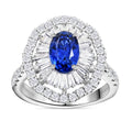 CHAIRMAN VAULT COLLECTION - AAAA Blauer Ceylon-Saphir, Weißer Diamant Ring, zertifiziert und geprüft, 950 Platin (Größe 17.00) ca. 3.75 ct