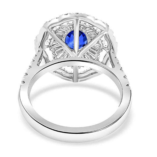 CHAIRMAN VAULT COLLECTION - AAAA Blauer Ceylon-Saphir, Weißer Diamant AGI zertifiziert Ring, zertifiziert und geprüft, 950 Platin (Größe 17.00) ca. 3.75 ct