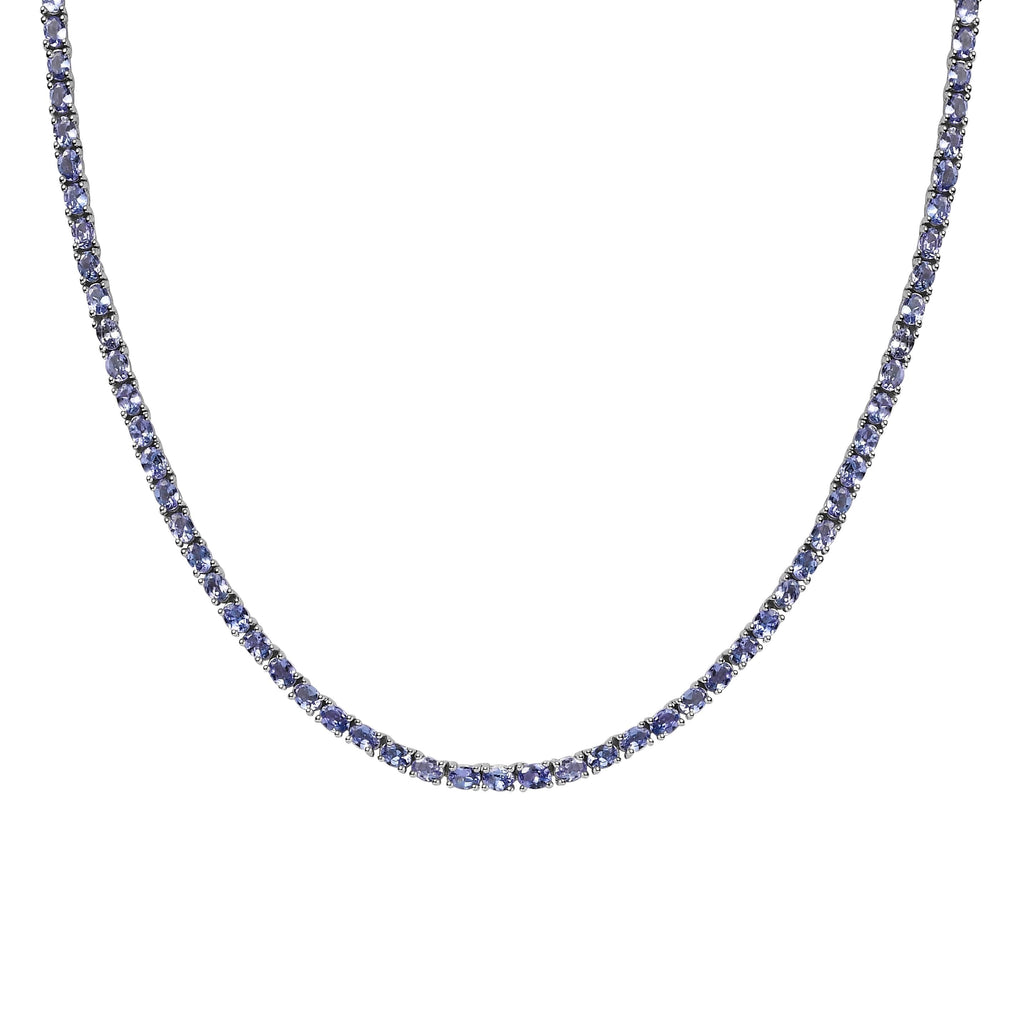 Tansanit Halskette ca. 45 cm 925 Silber platiniert ca. 16,80 ct.