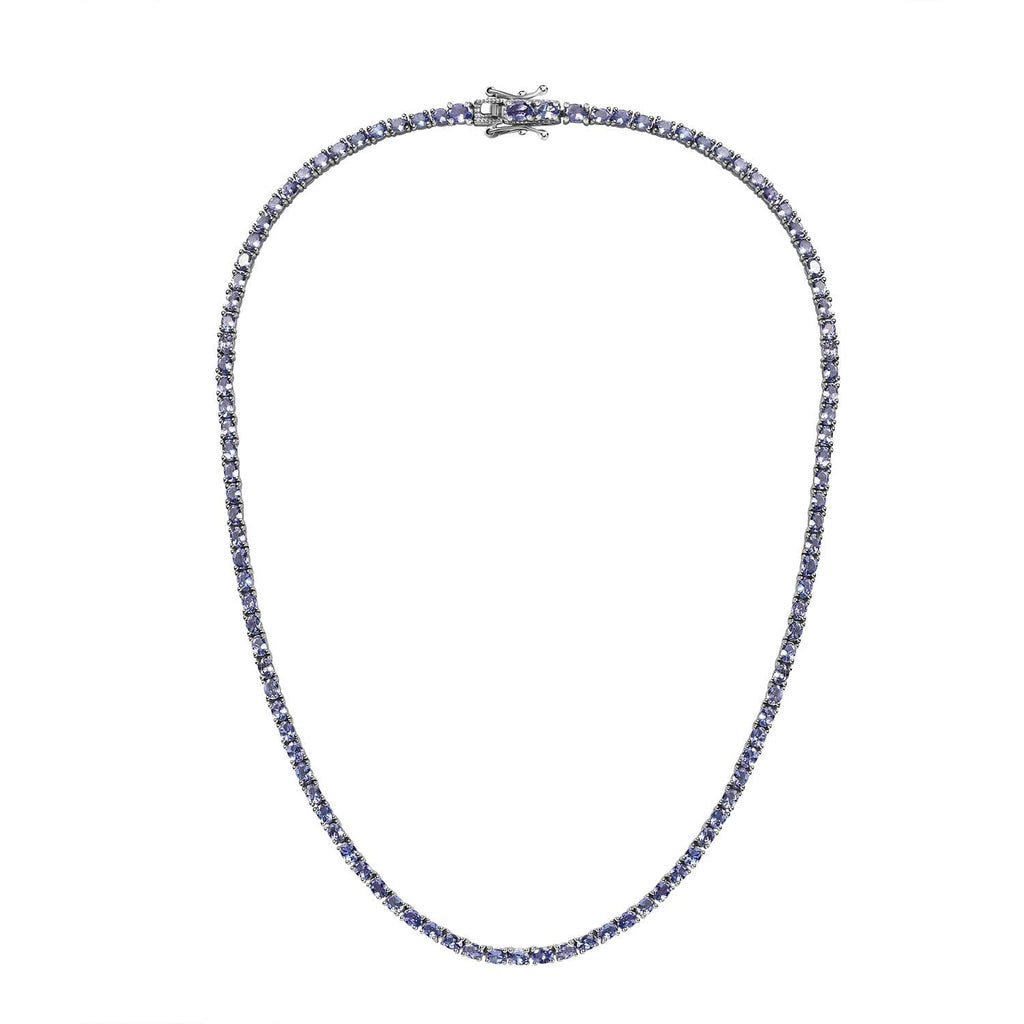 Tansanit Halskette ca. 45 cm 925 Silber platiniert ca. 16,80 ct.