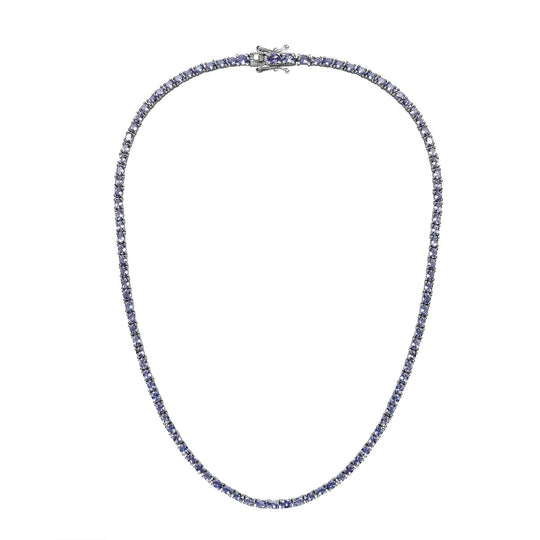 Tansanit Halskette ca. 45 cm 925 Silber platiniert ca. 16,80 ct.