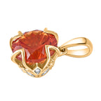 Lab Created Padparadscha-Saphir, Weißer Zirkon Anhänger 925 Silber Gelbgold Vermeil ca. 5.37 ct