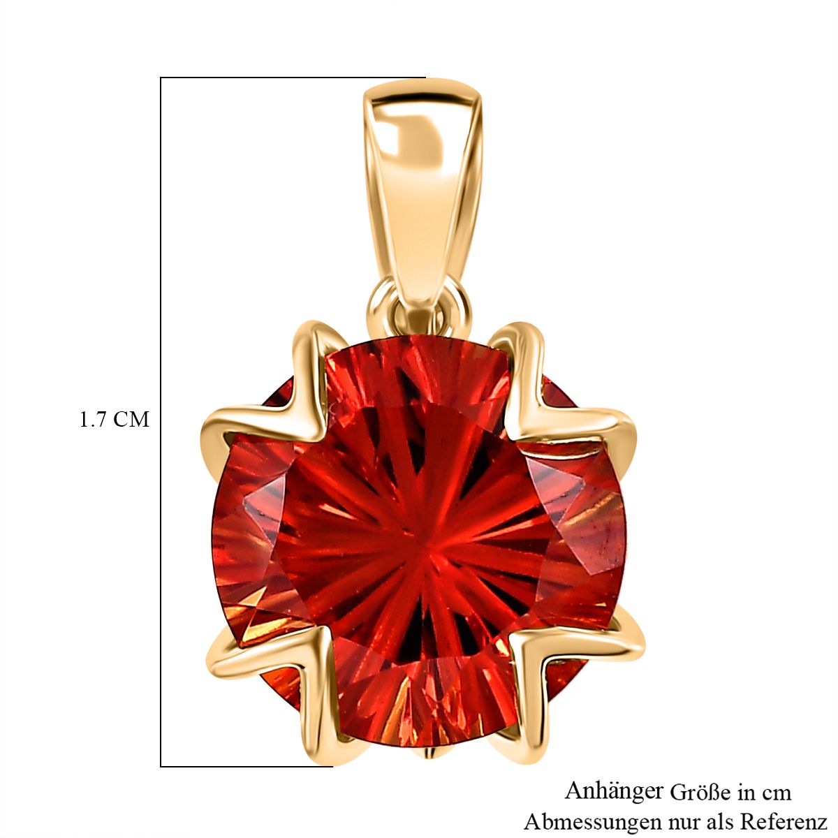 Lab Created Padparadscha-Saphir, Weißer Zirkon Anhänger 925 Silber Gelbgold Vermeil ca. 5.37 ct
