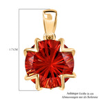 Lab Created Padparadscha-Saphir, Weißer Zirkon Anhänger 925 Silber Gelbgold Vermeil ca. 5.37 ct