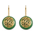Grüne Jade Ohrringe 925 Silber Gelbgold Vermeil ca. 36.00 ct