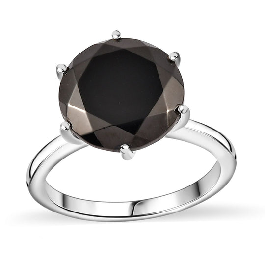 Elite Shungit Ring, 925 Silber rhodiniert (Größe 19.00), ca. 3.27 ct