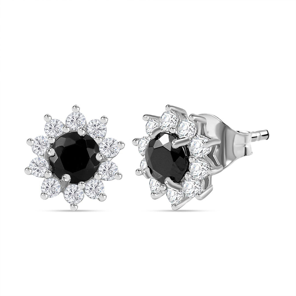 Elite Shungit, Weißer Zirkon Ohrringe 925 Silber rhodiniert ca. 1,67 ct.