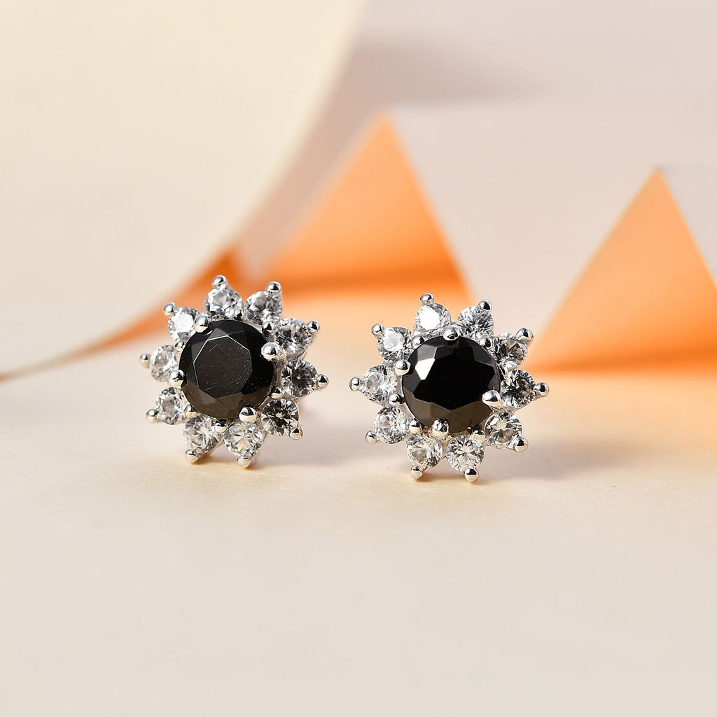 Elite Shungit, Weißer Zirkon Ohrringe 925 Silber rhodiniert ca. 1,67 ct.
