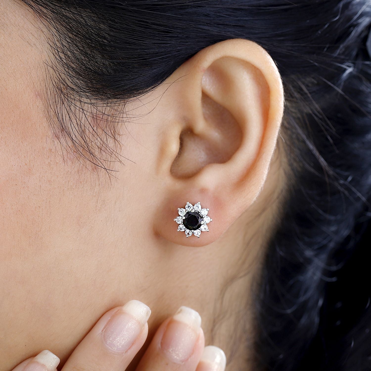 Elite Shungit, Weißer Zirkon Ohrringe 925 Silber rhodiniert ca. 1,67 ct.