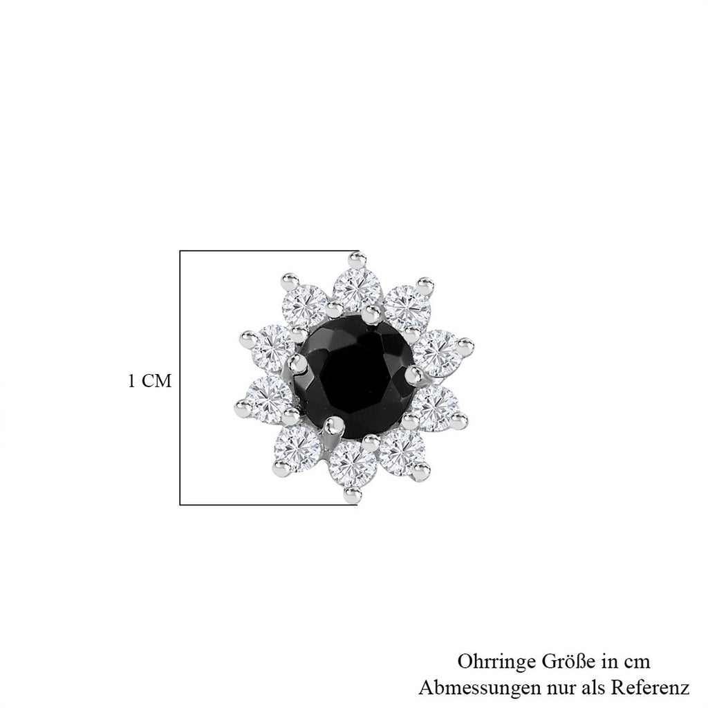 Elite Shungit, Weißer Zirkon Ohrringe 925 Silber rhodiniert ca. 1,67 ct.