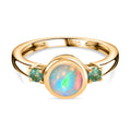 AA Natürlicher, äthiopischer Welo Opal, Smaragd Ring 925 Silber vergoldet (Größe 16.00) ca. 0,69 ct