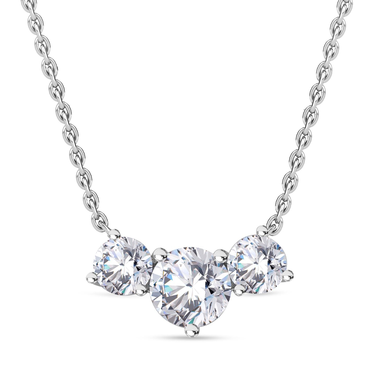 Moissanit Halskette ca. 45 cm 925 Silber rhodiniert ca. 2,12 ct.