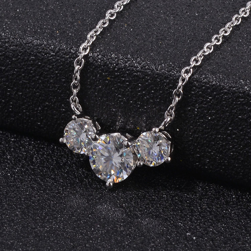 Moissanit Halskette ca. 45 cm 925 Silber rhodiniert ca. 2,12 ct.