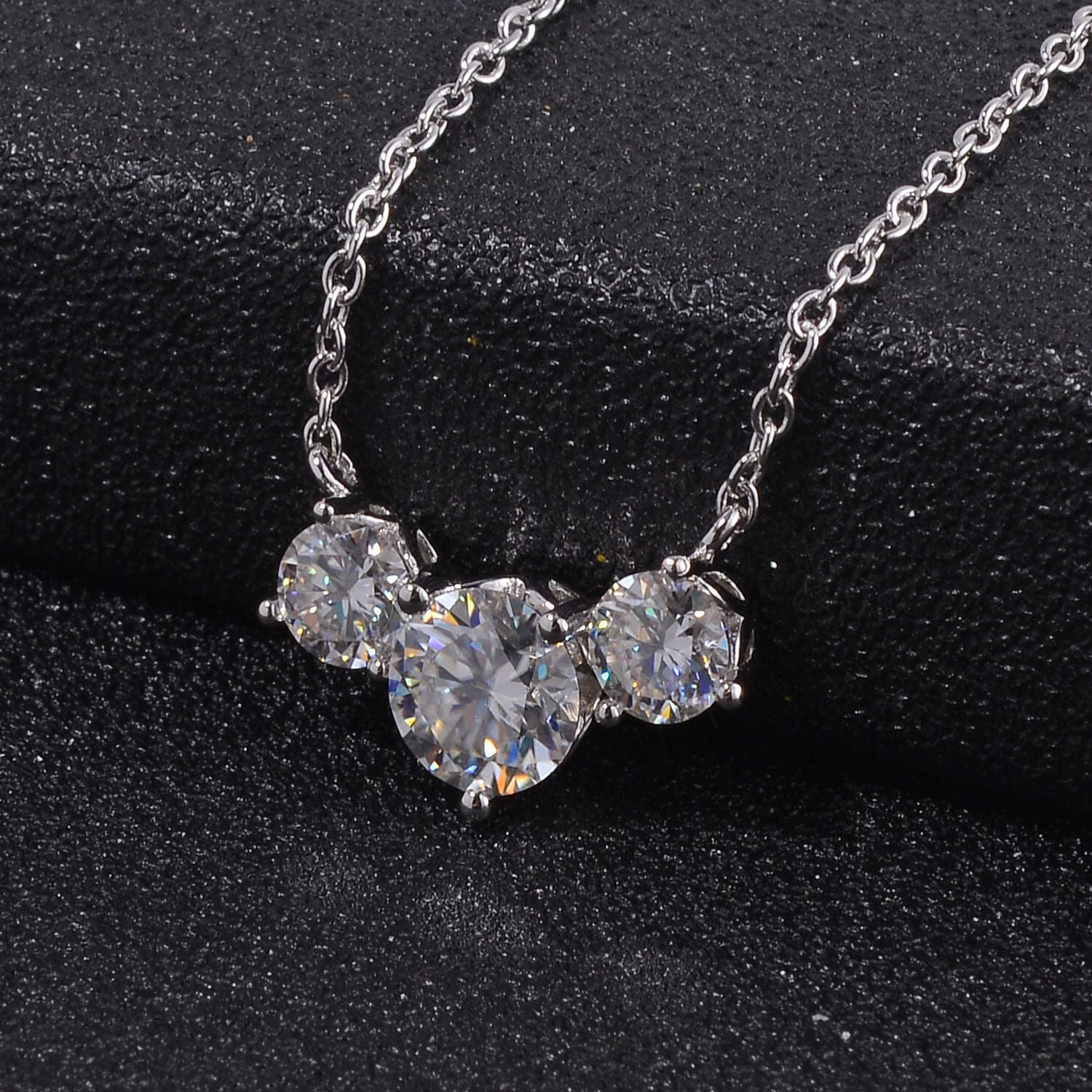 Moissanit Halskette ca. 45 cm 925 Silber rhodiniert ca. 2,12 ct.