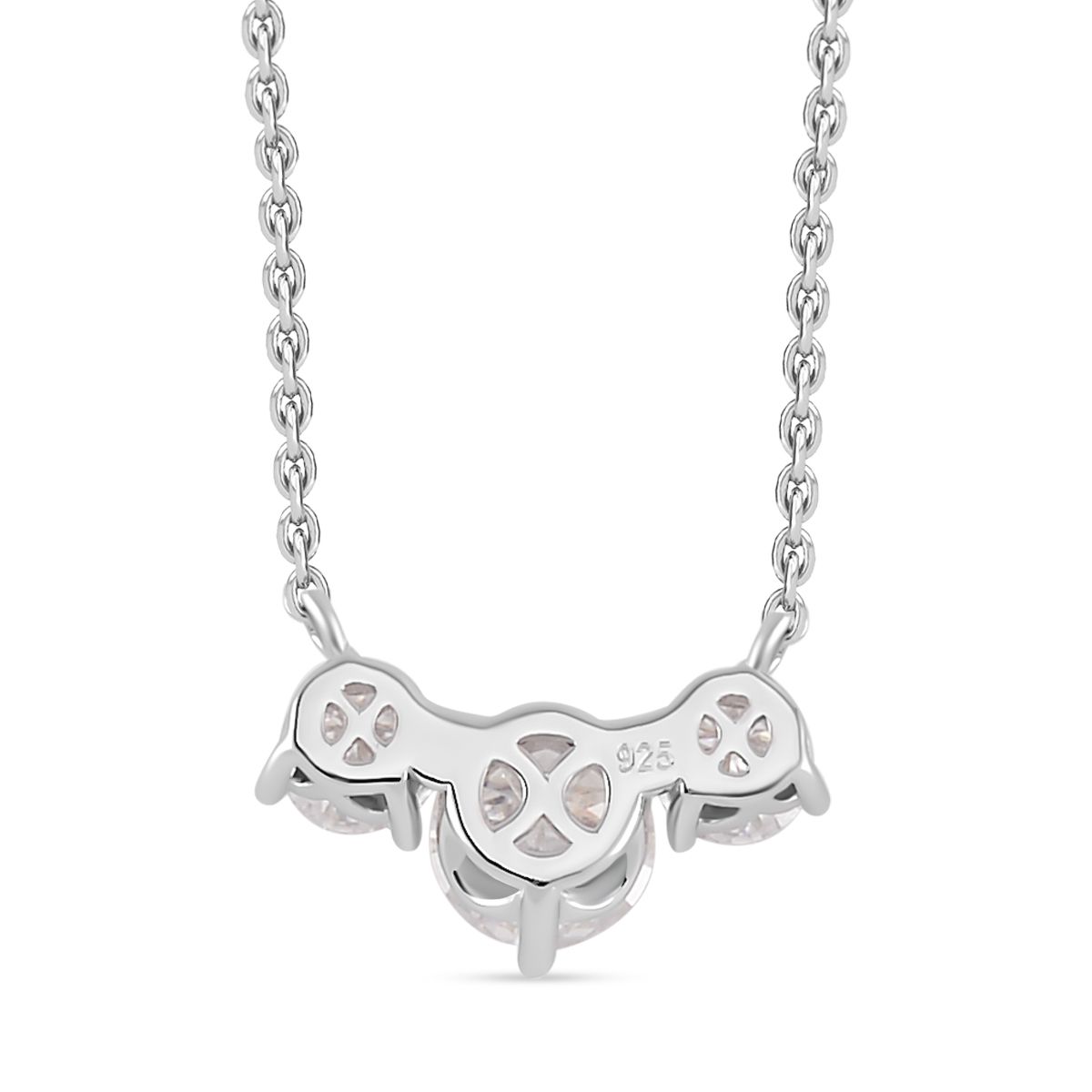 Moissanit Halskette ca. 45 cm 925 Silber rhodiniert ca. 2,12 ct.