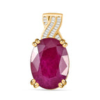 Afrikanischer Rubin (Fissure gefüllt), Weißer Diamant Anhänger 925 Silber vergoldet ca. 15,27 ct.