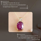 Afrikanischer Rubin (Fissure gefüllt), Weißer Diamant Anhänger 925 Silber vergoldet ca. 15,27 ct.