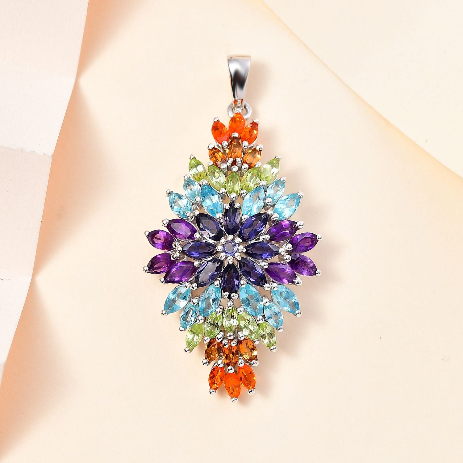 AA Paraiba-Apatit, Afrikanischer Amethyst Anhänger 925 Silber rhodiniert ca. 5,74 ct.