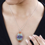 AA Paraiba-Apatit, Afrikanischer Amethyst Anhänger 925 Silber rhodiniert ca. 5,74 ct.