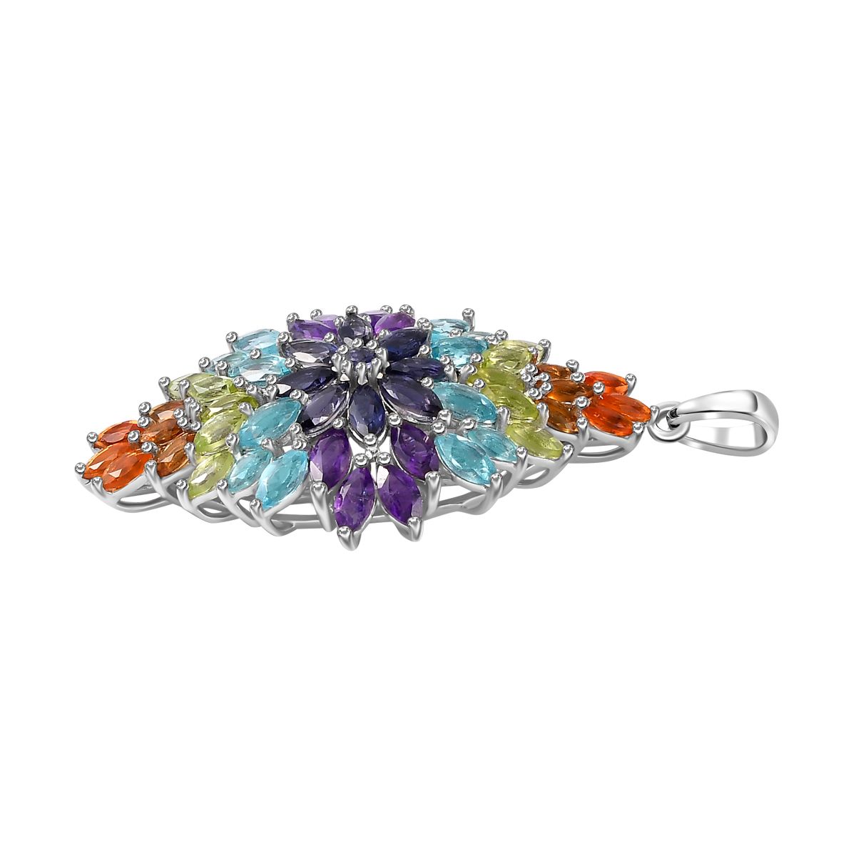 AA Paraiba-Apatit, Afrikanischer Amethyst Anhänger 925 Silber rhodiniert ca. 5,74 ct.