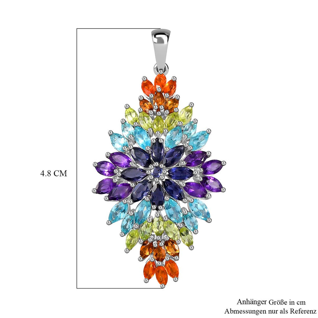 AA Paraiba-Apatit, Afrikanischer Amethyst Anhänger 925 Silber rhodiniert ca. 5,74 ct.