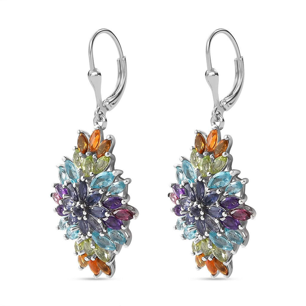 AA Peridot, Paraiba-Apatit Ohrringe 925 Silber rhodiniert ca. 8,93 ct.