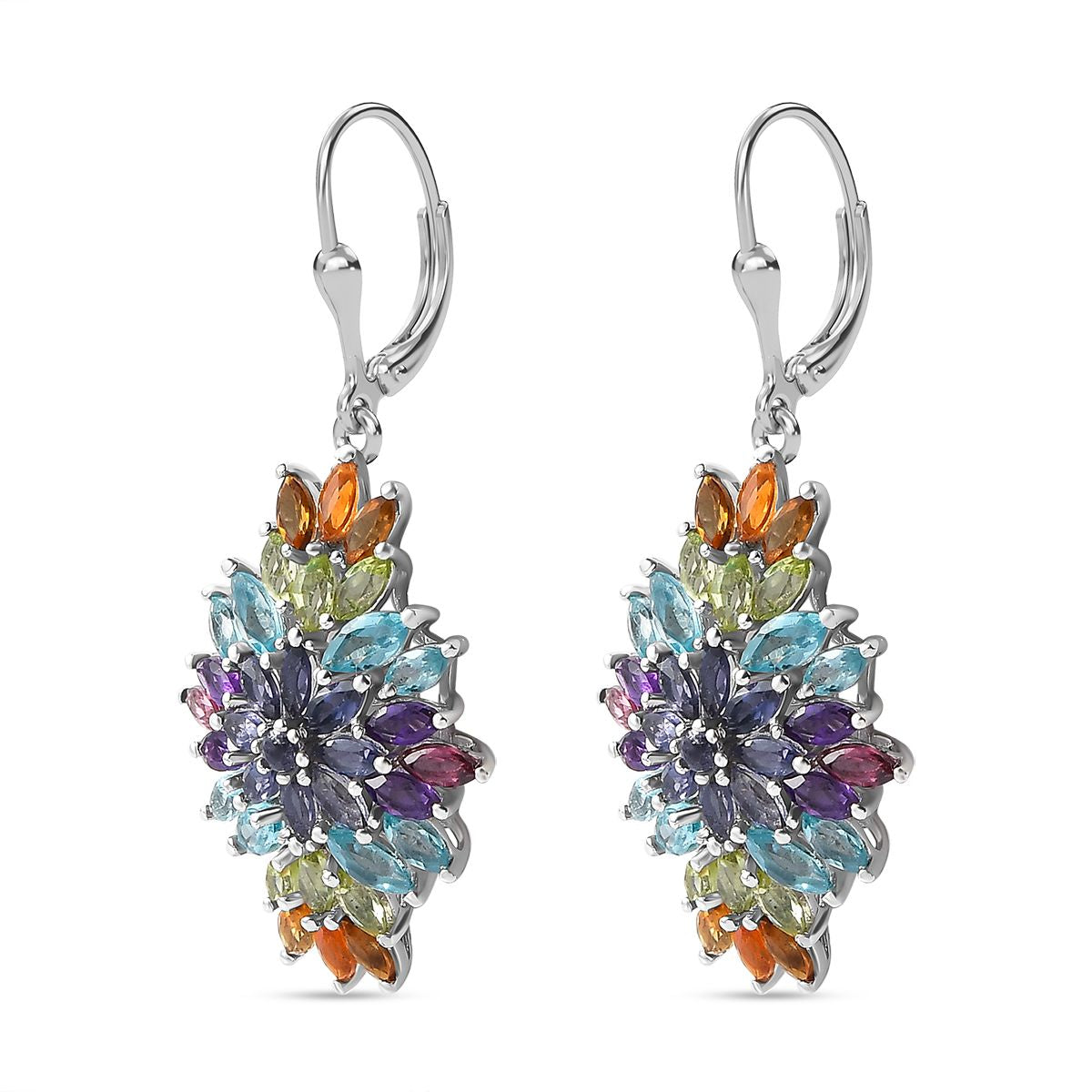 AA Peridot, Paraiba-Apatit Ohrringe 925 Silber rhodiniert ca. 8,93 ct.