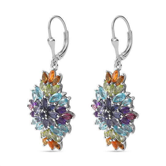 AA Peridot, Paraiba-Apatit Ohrringe 925 Silber rhodiniert ca. 8,93 ct.