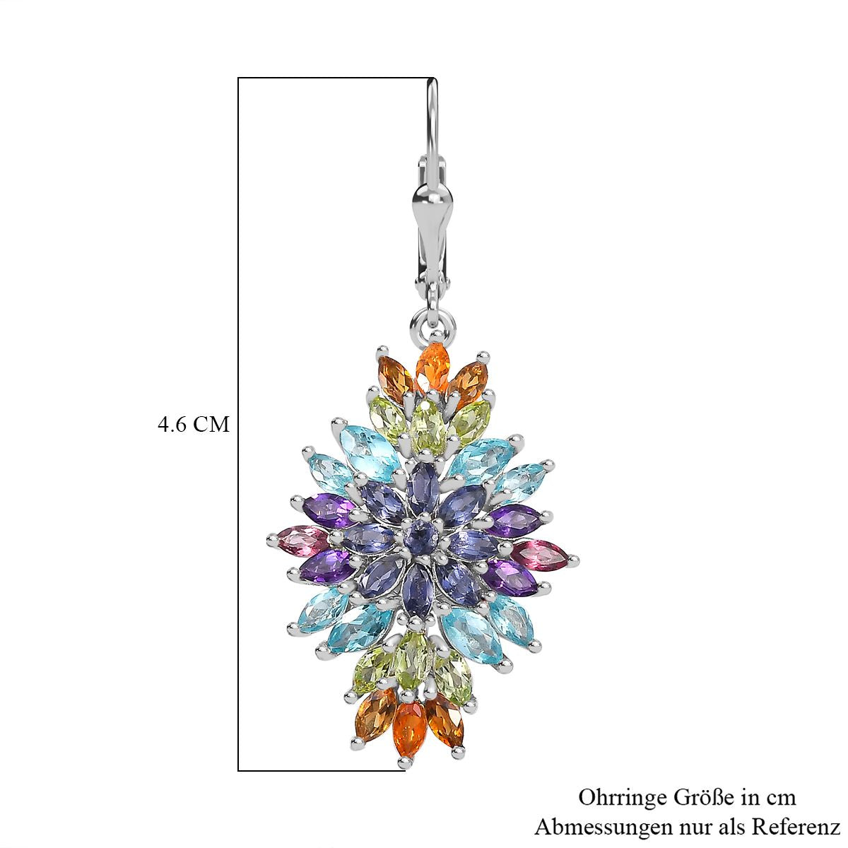 AA Peridot, Paraiba-Apatit Ohrringe 925 Silber rhodiniert ca. 8,93 ct.