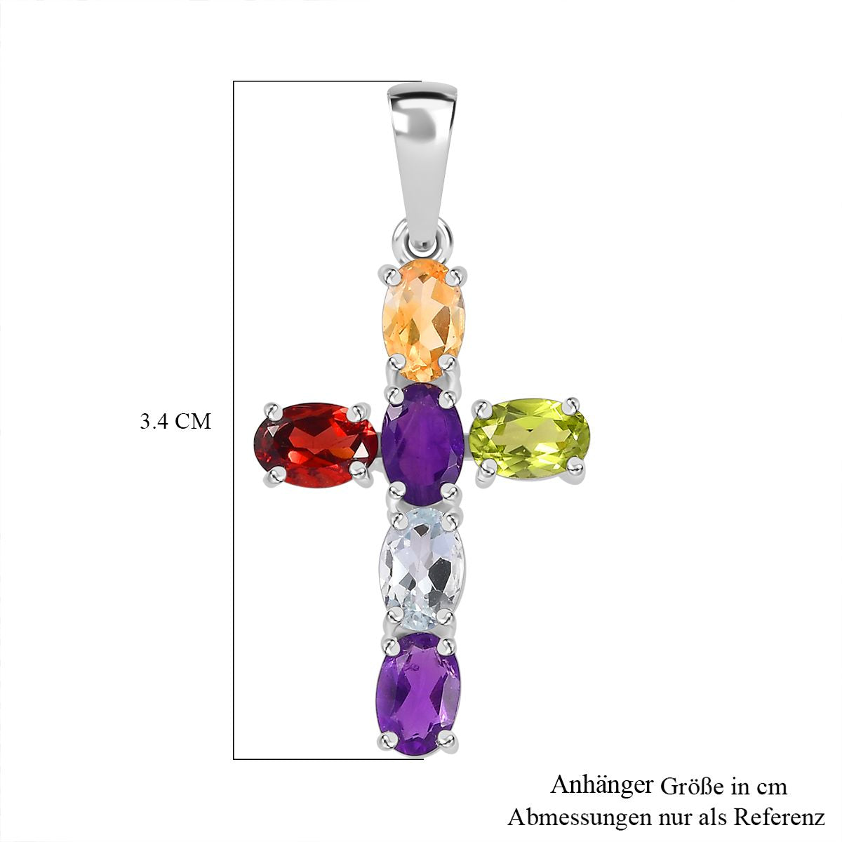 Mehrfarbig Anhänger 925 Silber ca. 2.88 ct
