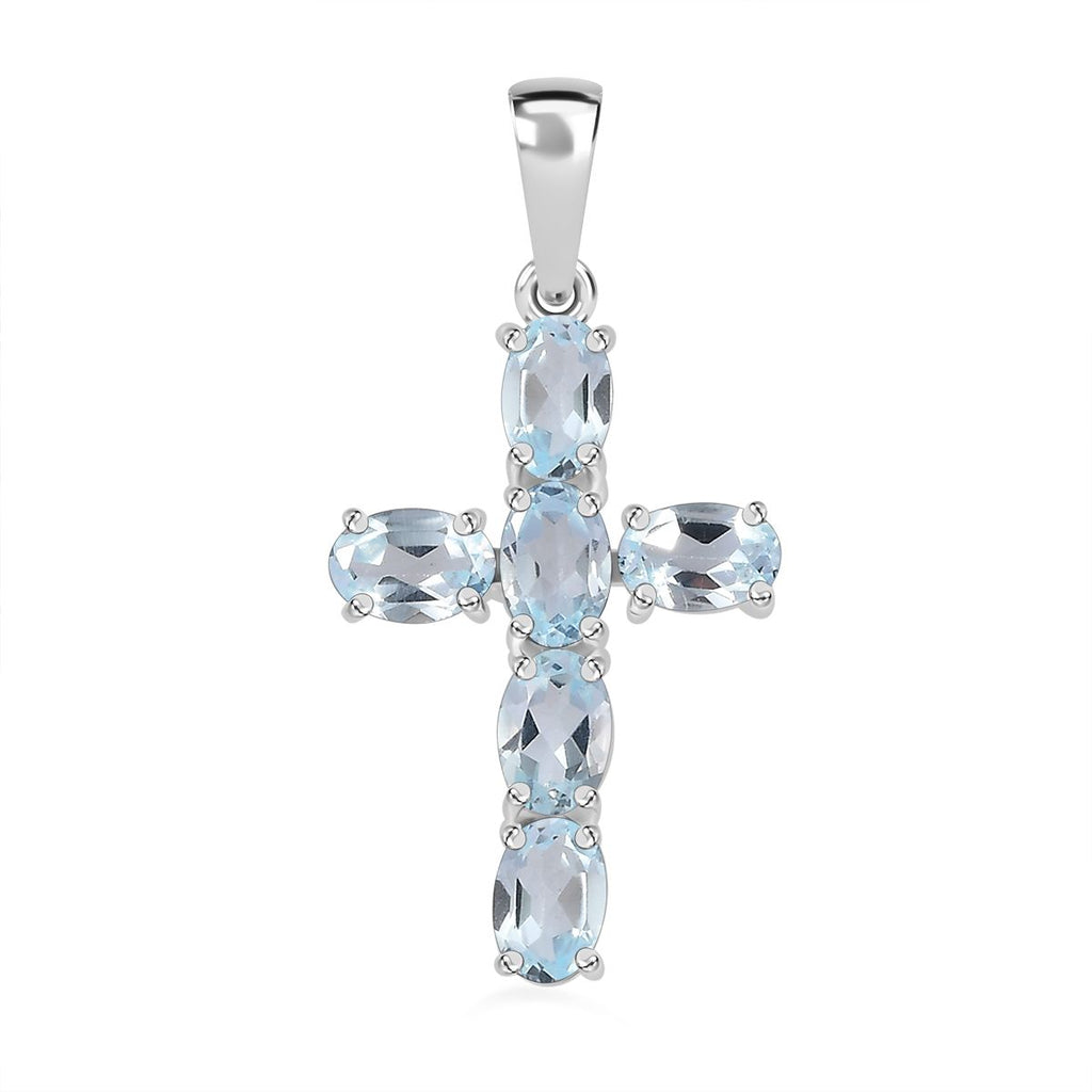 Himmelblauer Topas Anhänger 925 Silber ca. 2.97 ct