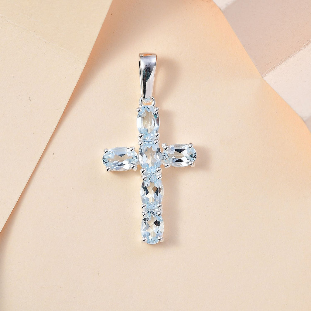 Himmelblauer Topas Anhänger 925 Silber ca. 2.97 ct