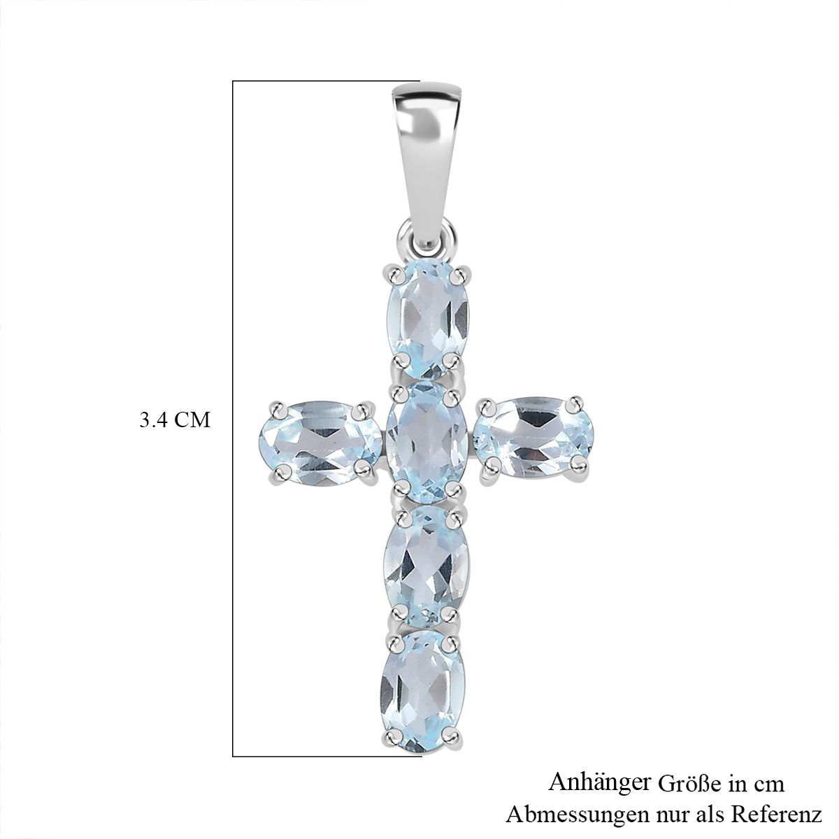 Himmelblauer Topas Anhänger 925 Silber ca. 2.97 ct