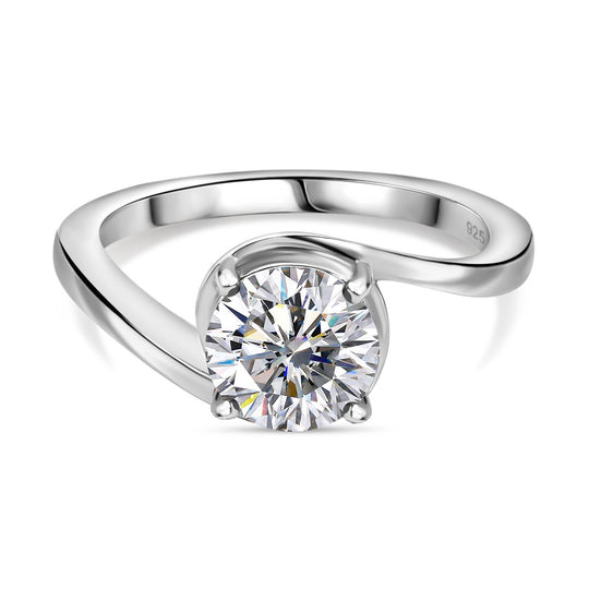 Moissanit Ring 925 Silber platiniert (Größe 21.00) ca. 1,18 ct