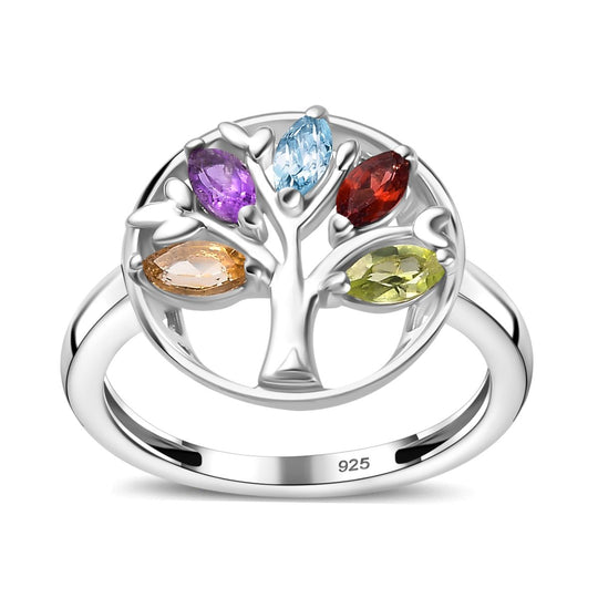 Mehrfarbiger Ring, 925 Silber platiniert (Größe 19.00) ca. 0.77 ct