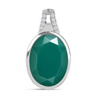 Verde Onyx, Weißer Zirkon Anhänger 925 Silber platiniert ca. 14,58 ct.