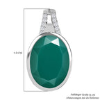 Verde Onyx, Weißer Zirkon Anhänger 925 Silber platiniert ca. 14,58 ct.