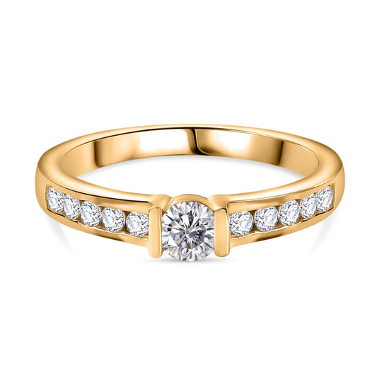 Moissanit Ring 925 Silber rhodiniert (Größe 21.00) ca. 0,52 ct