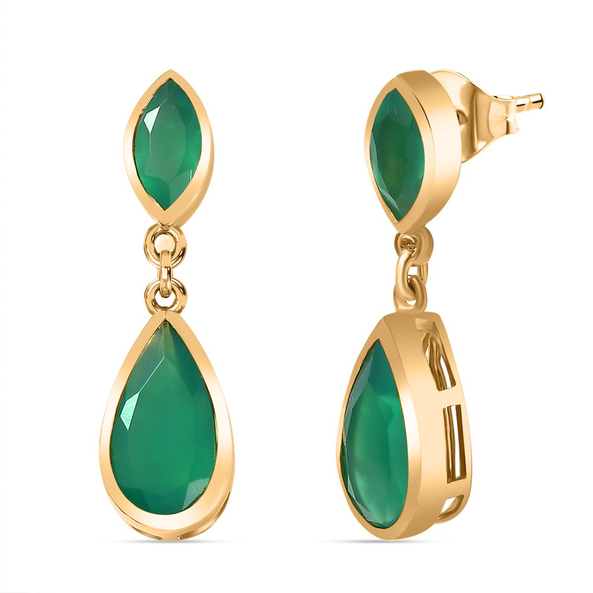 Verde Onyx Ohrringe 925 Silber Gelbgold Vermeil ca. 4.40 ct
