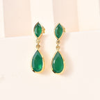 Verde Onyx Ohrringe 925 Silber Gelbgold Vermeil ca. 4.40 ct