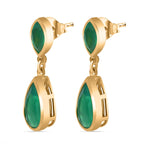 Verde Onyx Ohrringe 925 Silber Gelbgold Vermeil ca. 4.40 ct