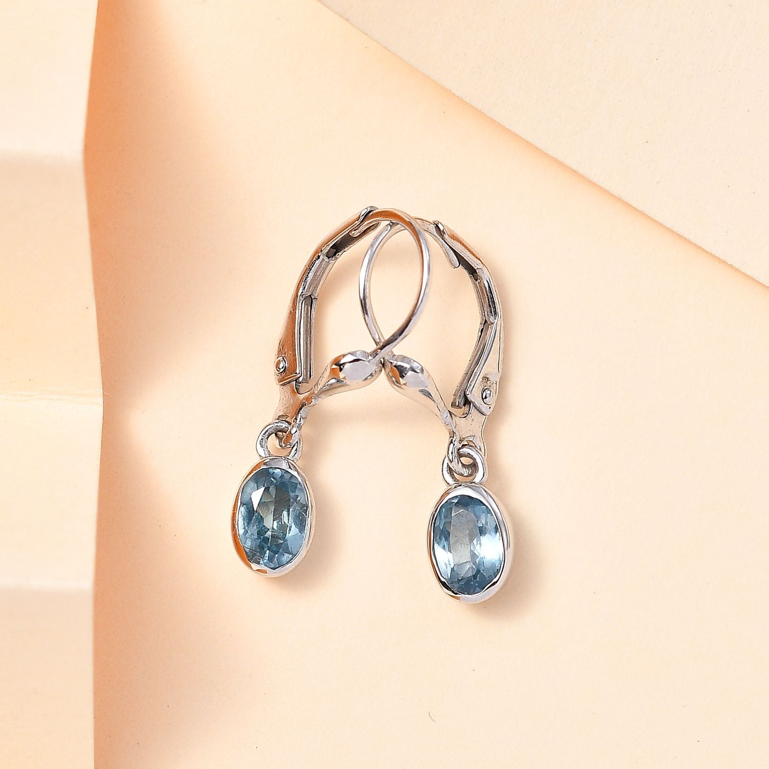 AA Aqua Kyanit Ohrringe 925 Silber platiniert ca. 1.15 ct