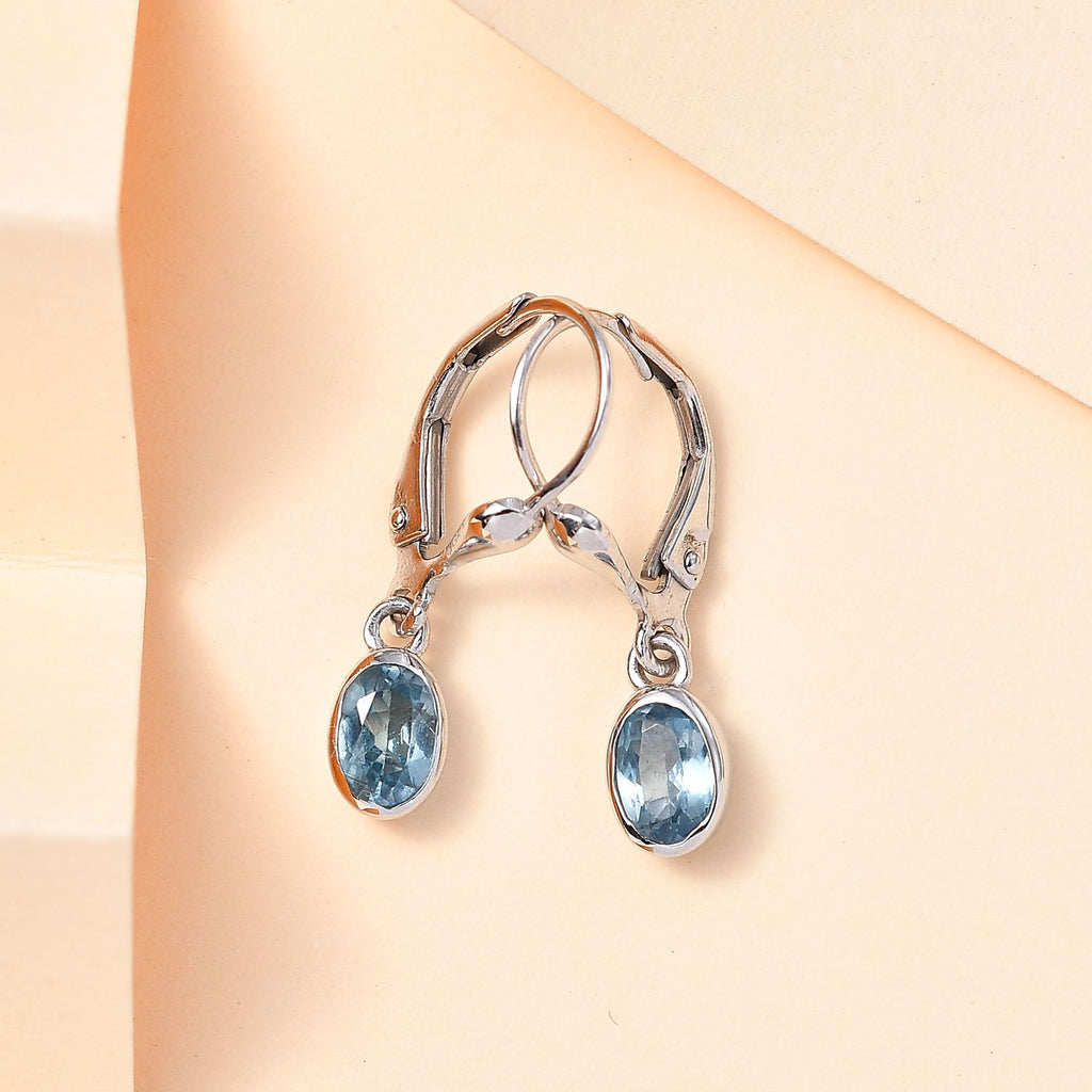 AA Aqua Kyanit Ohrringe 925 Silber platiniert ca. 1.15 ct