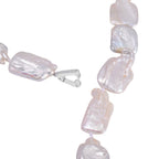Weiße Keshi Perle, Weißer Zirkon Halskette ca. 70 cm 925 Silber rhodiniert